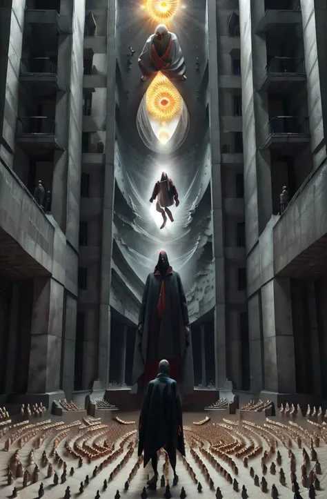 a man in a cape standing in front of a crowd of people in a building , c4d, <lora:EdobAlienMale_v1.0:0.8>, alien, masterpiece, best quality, highly detailed, hd, 8k, professional, symmetrical, hires, trending, <lora:add_sharpness:0.3> <lora:epi_noiseoffset2:0.3> , <lora:thickline_fp16:0.3>, <lora:Journey_to_the_Gods:0.8> <lora:Occult_XL:0.5>