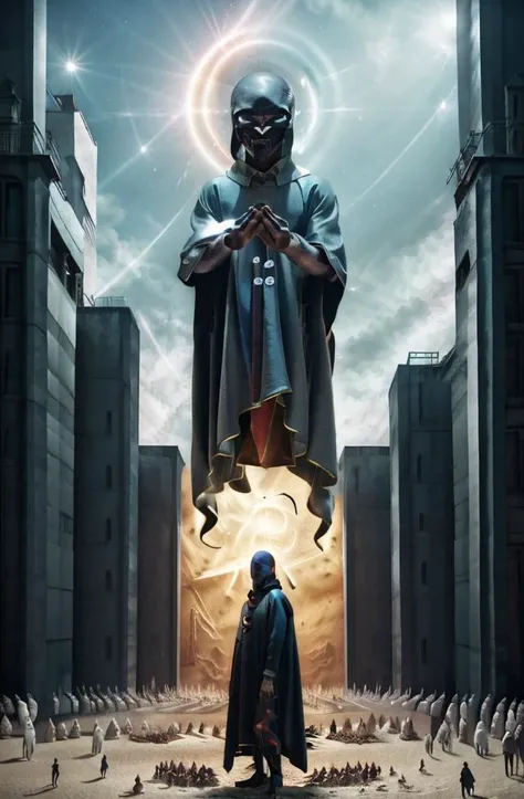 a man in a cape standing in front of a crowd of people in a building , c4d, <lora:EdobAlienMale_v1.0:0.8>, alien, masterpiece, best quality, highly detailed, hd, 8k, professional, symmetrical, hires, trending, <lora:add_sharpness:0.3> <lora:epi_noiseoffset2:0.3> , <lora:thickline_fp16:0.3>, <lora:Journey_to_the_Gods:0.8> <lora:Occult_XL:0.5>