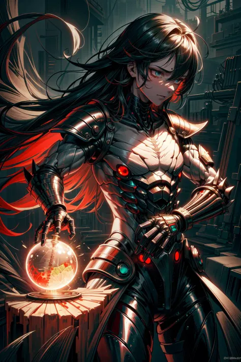 (extremely detailed CG unity 8k wallpaper),(ultra-detailed), (masterpiece,best quality,best illustration:1.4),(best shadow), (an extremely delicate and beautiful), (glowing background:1.25),(best art,perfect ratio,:1.5),
(1man, muscular adult male,biotechnology solider,black long hair,dregs,strong body,The mantis's catch-foot prosthesis hand:1.4),
solo, detailed background, detailed face, beast, belligerent, violent, bloody, battlefield, armor,fighting, <lora:add_detail:1> <lora:BioPunkAI:0.415> BiopunkAI