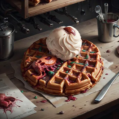 <lora:BioPunkAI:.9> BioPunkAI waffle, kitchen table
