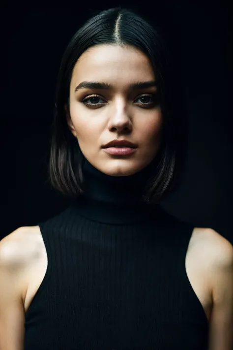 A stunning intricate full color portrait of woman, wearing a black turtleneck, epic character composition, by ilya kuvshinov, alessio albi, nina masic, sharp focus, natural lighting, subsurface scattering, f2, 35mm <lora:RachelZegler-RealVision-V1.0:1>
