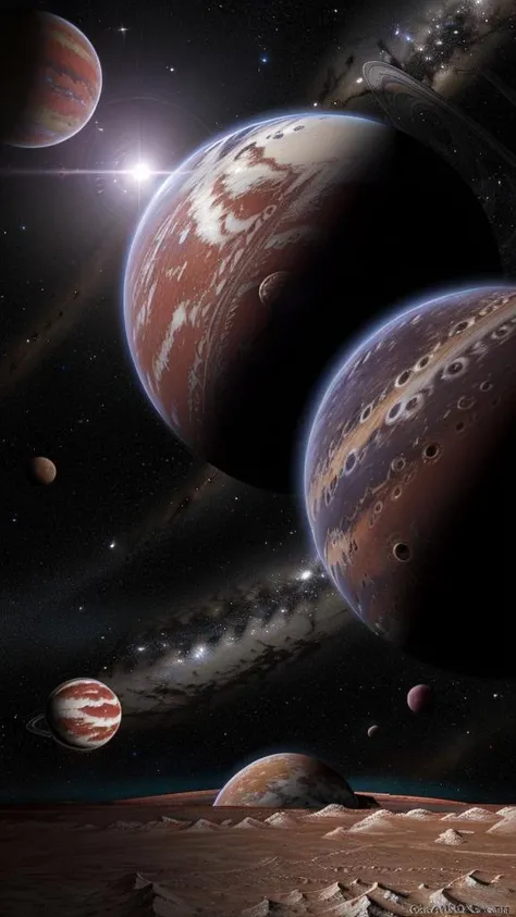 high quality, high resolution, extreme detail, masterpiece, (((planet))), stars, landscape, <lora:Planets_LoRA:1>, planets