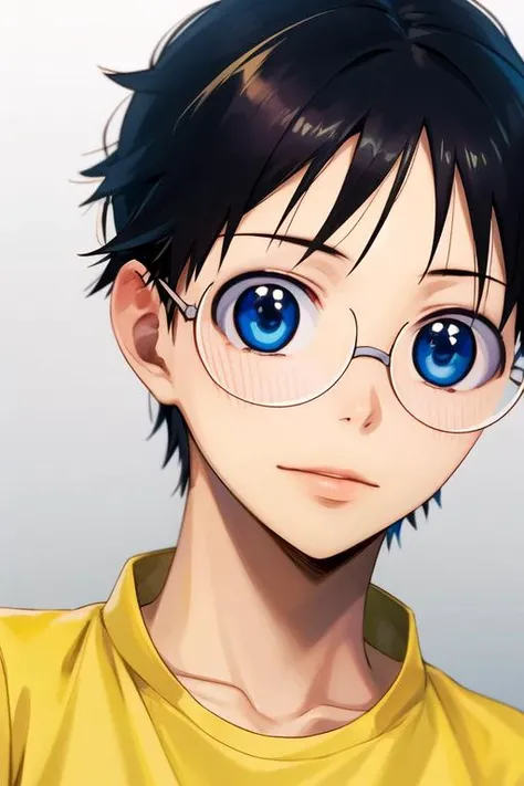 (best quality:1.1), (masterpiece:1.4), photorealistic, , , depth of field, , , 1boy, solo, male focus, <lora:sakamichi_onoda:0.96>, sakamichi_onoda, black hair, blue eyes, glasses, , , High definition
