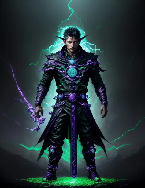 ((best quality)), ((masterpiece)), ((realistic,digital art)), (hyper detailed),DonMD34thM4g1c4tt1r3 Sorcerer,Caesar cut, Hands on hips, displaying impatience<lora:DonMD34thM4g1c4tt1r3-000009:0.85>