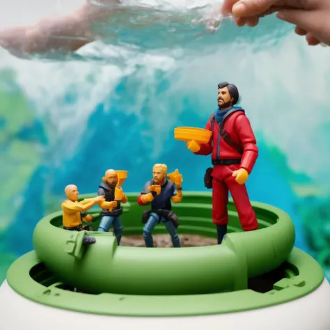(plastic figurine people with grim faces riding in plastic toy tanks) are salvaging wreckage in enormous post apocalyptical spiral sewer system made of plastic, irradiated roots climbing through skylight, [grainy polaroid photograph], art station, trending on artstation, in the style of filmmaker andrei tarkovsky, editorial photograph, <lora:epi_noiseoffset2:1.2>, <lora:add_detail:0.4>, dusk, smoke, plastic texture, blender, [dirty waterfall], [small river filled with scum and debris], plastic action figure faces