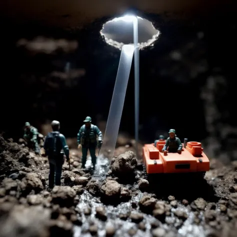(small plastic figurine people with grim faces riding in plastic toy tanks) are salvaging wreckage in enormous post apocalyptical spiral sewer system made of plastic, irradiated roots climbing through skylight, [grainy polaroid photograph], art station, trending on artstation, in the style of filmmaker andrei tarkovsky, editorial photograph, <lora:epi_noiseoffset2:1.2>, <lora:add_detail:0.4>, dusk, smoke, plastic texture, blender, [dirty waterfall], [small river filled with scum and debris], plastic action figure faces