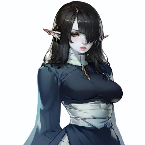 score_9, score_8_up, score_7, score_6, score_5, Score_4, rating_safe,
1girl, solo, female, (dark elf),drow, mature female, motherly, mommy,
((pale white skin)), ((white skin)), (skindentation),
long hair, (black hair), (hair over one eye), (blunt bangs), red eyes,
seductive eyes,
thick lips,closed mouth, prideful aroused, horny, ((tired)),
((medium breasts)),
robes,
standing, default pose,
blank background, empty background,
arms behind back,
((headshot)), (portrait),
<lora:Vanillaware_all_in_one_PonyXL_style_v01:0.4>, <lora:Turtle.Fish.Paint_Hirame_Sensei_Assorted_Doujins_Art_Style_Blend_PonyXL:0.6>, <lora:style_nijiserenepastel:0.3> style, <lora:Syvaron:0.2>, <lora:ratatatat74_mr.skulls_MY_HERO_HAREM_Doujin_Artstyle_PonyXL:1> <lora:ra_xl_v2:0.6>
<lora:ntl_pdxl:0.3> ntl_style