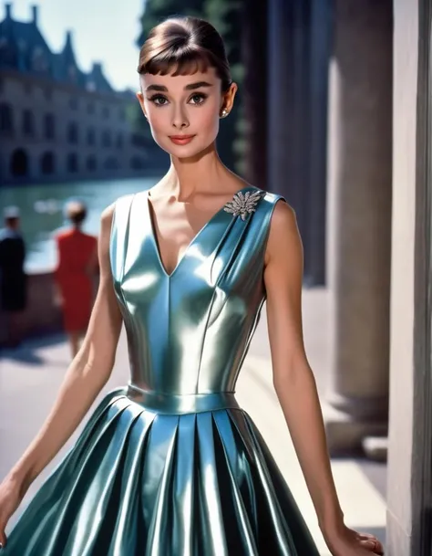 (masterpiece, best quality, hyper realistic, raw photo, ultra detailed, extremely detailed, intricately detailed), (photorealistic:1.4), (photography of Audrey Hepburn wearing a fashionable Pleated maxi dress, designed by Hubert de Givenchy), smile, fairy, pure, innocent, beauty, (slender), super model, adr, <lora:adr_AudreyHepburn_SDXL-LoRA-prodigy-clip1-v01:0.9>, Breakfast at Tiffany's, Sabrina, (glide_fashion), <lora:Glide_fashion_sdxl:0.8>, depth of field, (full shot), film grain, zeiss lens, symmetrical, 8k resolution, octane render, extremely high-resolution details, fine texture, dynamic angle,