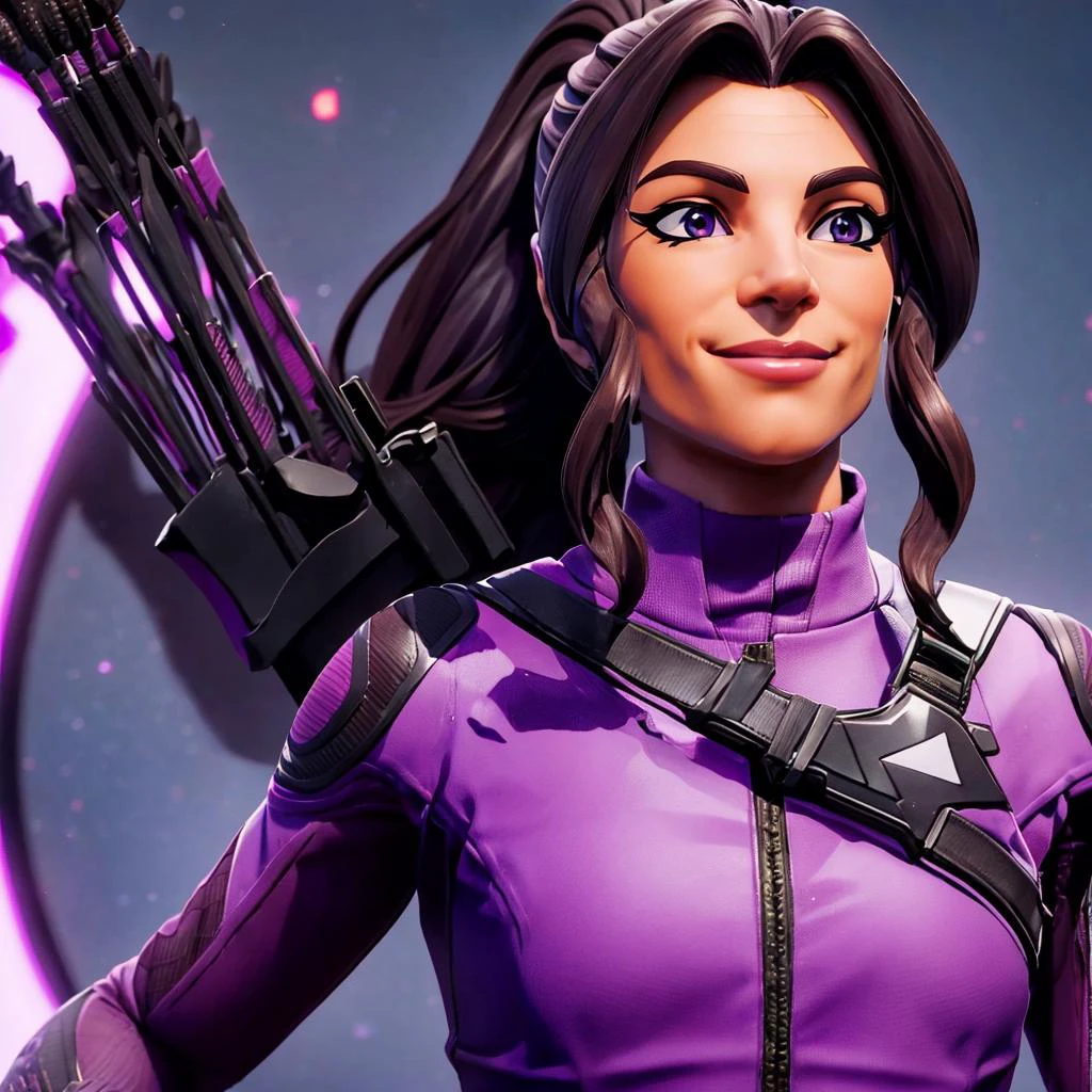 <lora:KateBishopFNLoRA:1> katebishop, with, brown, long, hair, ponytail, and, purple, outfit, arrows, bow, beautiful eyes, beautiful girl, high detail skin, high detail eyes, high detail hair, highres, ultra detailed, horny smile, Highly detailed,masterpiece, best quality