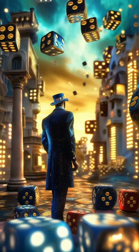 dice casino gambler enigmatic dreamscape surrealistic <lora:dice:1>