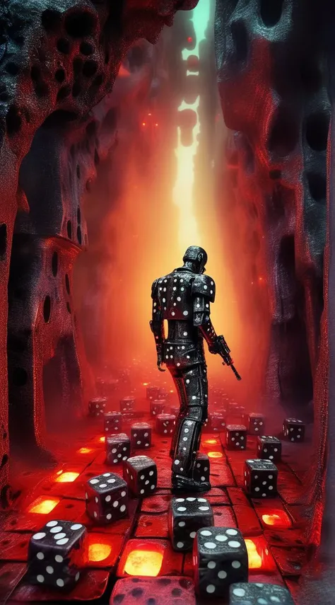 dice terminator in hell enigmatic dreamscape surrealistic <lora:dice:1>