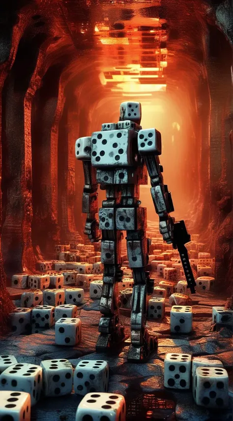dice terminator in hell enigmatic dreamscape surrealistic  <lora:dice:1>