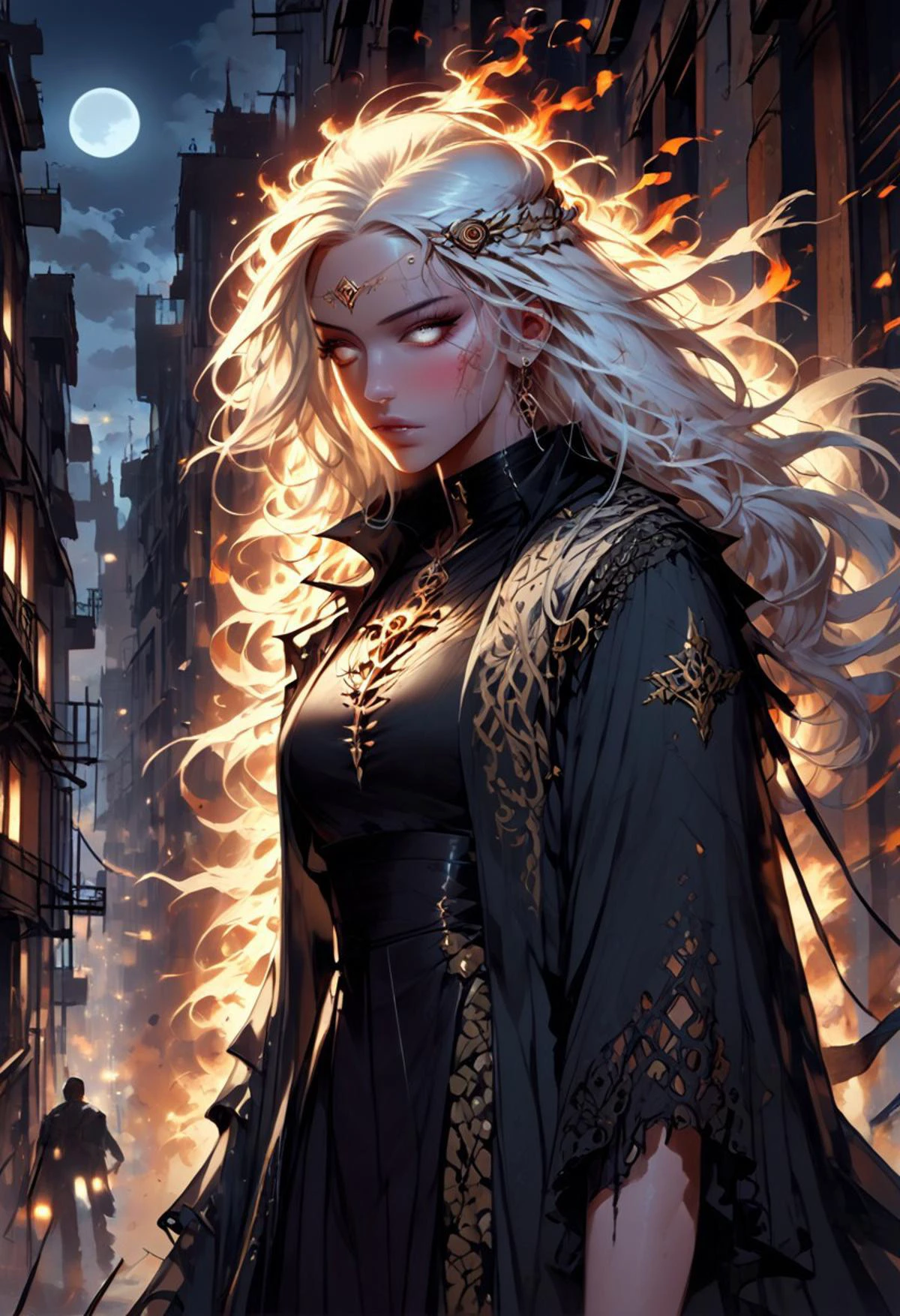 score_9, score_8_up, score_7_up,,
1girl, portrait, beautiful witch goddess floating above a city on fire, full body, flowing pale hair, summoning magical balls of multicoloured light, techno witch, luminescent sigils etched into her skin, (long hair:1.3), glowing, war paint, pale orange ombre skin, pale eyes, city on fire at night, moon large in the sky.
<lora:Fant5yP0ny:0.6> <lora:fantasy_world_pony:0.9> <lora:Cherry-Gig:0.55> (masterpiece), ((very detailed))