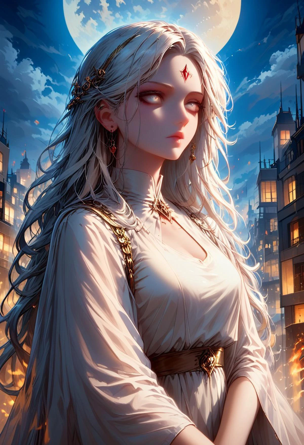 score_9, score_8_up, score_7_up,,
1girl, portrait, beautiful witch goddess floating above a city on fire, full body, flowing pale hair, summoning magical balls of multicoloured light, techno witch, luminescent sigils etched into her skin, (long hair:1.3), glowing, war paint, pale orange ombre skin, pale eyes, city on fire at night, moon large in the sky.
<lora:Fant5yP0ny:0.6> <lora:fantasy_world_pony:0.9> <lora:Cherry-Gig:0.55> (masterpiece), ((very detailed))