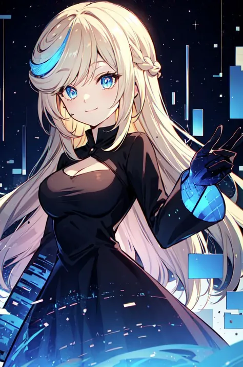 <lora:GlitchingBodyPart:0.8> blue GlitchingBodyPart, glitch,, ultra detailed, masterpiece, best quality, aesthetic, detailed,, solo, soft smile, light smile,
1girl, blue eyes, very long hair, blonde hair, long blonde hair, french braid, bangs, medium breasts,