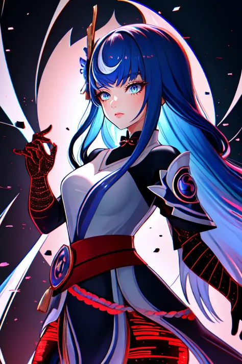 Highly detailed, High Quality, Masterpiece, beautiful, GlitchingBodyPart, glitch, <lora:GlitchingBodyPart:0.8>, 1girl, solo, Raiden_Shogun_\(genshin impact\), Raiden_Shogun:1.2, blue hair, long hair, <lora:Char_GenshinImpact_RaidenShogun:0.8>, cowboy shot,