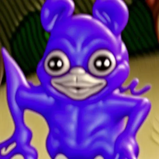 White ghost growing out of a pot、Multiple hands、Three eyes on the face、Part of the head is blue、Hands growing on face