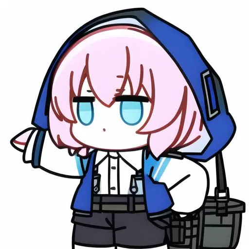 masterpiece, best quality,white background, standing, looking at viewer,
1girl, <lora:pt_0408:1>,chibi, <lora:arknightsBluePoison3in1_v10:0.7> originaloutfit1, hood, blue jacket, shorts, pouch, belt, pantyhose, black camisole vest, white shirt,