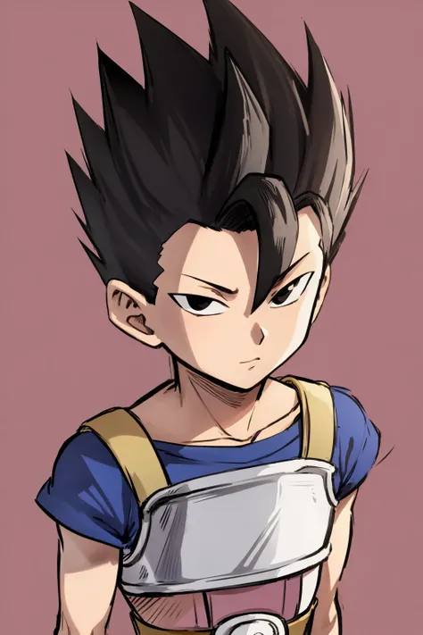 masterpiece, best quality, 1boy, cabba, black hair, spiked hair, black eyes, armor, upper body, sketch, looking at viewer, simple background <lora:Cabba:1>