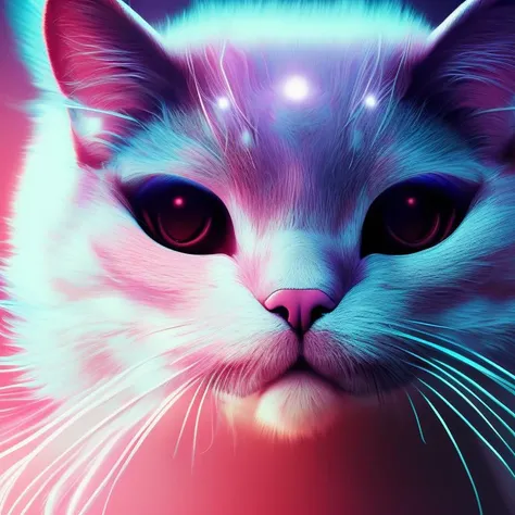 Mystical cat, otherworldly and etherial, shimmering sparkles all around, volumetric light, magical, mysterious, dreamlike, surreal, atmospheric, 4k