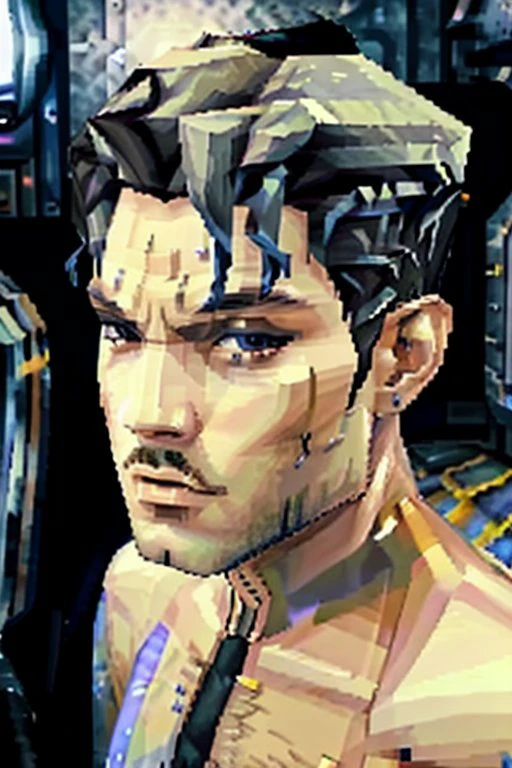 low poly, a painting of a black man with an amazing, complex, intricated, detailed, fine hairdo from the late 1960s, A photorealistic painting, inspired by trolls from Reddit, Pinteres and Artstation, Photo-realism, realism, realistic, ultra-realism <lora:RW_PS1v1:0.8> <lora:pixelart:0.4>