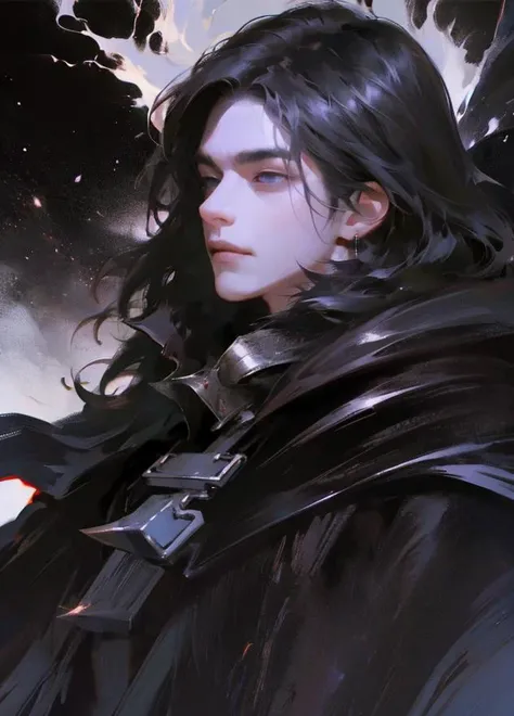 ((male)), male face, detailed face, short spiky black hair, cruel, black uniform, war, desolate, cold hateful eyes, cruel smile, black smoke, black and white noise, smoke shaped like snakes
<lora:OilPaint:0.7>
<lora:CGhandsomeboy sw_20230612224948:0.2>