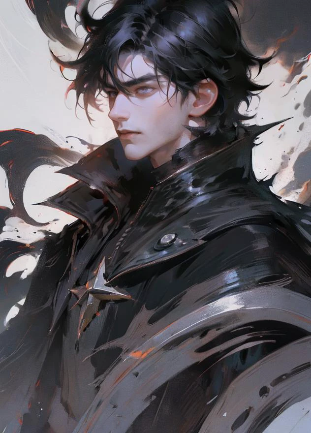 ((male)), male face, detailed face, ((short hair)), (spiky hair), black hair, cruel, black uniform, war, desolate, cold hateful eyes, cruel smile, black smoke, black and white noise, smoke shaped like snakes
<lora:OilPaint:0.7>
<lora:CGhandsomeboy sw_20230612224948:0.2>