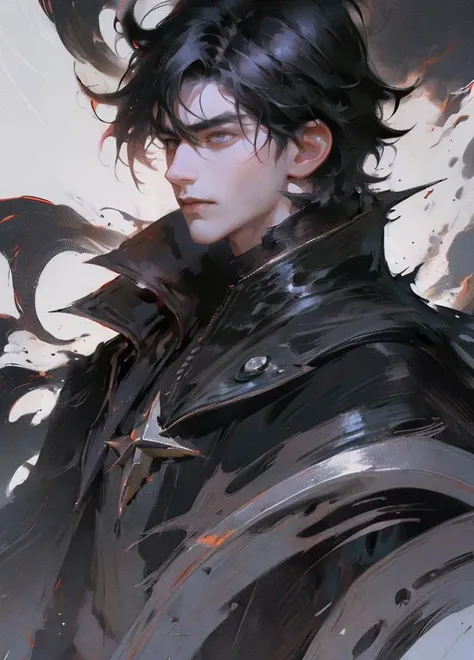 ((male)), male face, detailed face, ((short hair)), (spiky hair), black hair, cruel, black uniform, war, desolate, cold hateful eyes, cruel smile, black smoke, black and white noise, smoke shaped like snakes
<lora:OilPaint:0.7>
<lora:CGhandsomeboy sw_20230612224948:0.2>