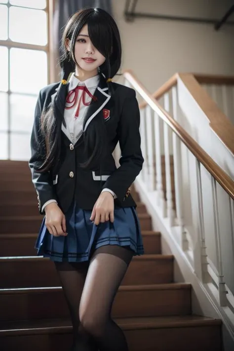 (Close up face shot of one slender small breasts two side up black medium hair bangs girl with crying little smile face in a black blazer uniform with a red trimmed collar and black skirt:1.5)、(One girl is turn around and wearing a uniform with a black blazer and a skirt with a red edging collar:1.5)、(Beautiful red leaves and autumn mountain:1.5)、(Soft filter:1.5)、(8k ultra detailed master piece:1.5)、(perfect anatomy:1.5)、(Photorealistic stick:1.5)、(Raw photo:1.3)、(highest quality:1.5)、(High resolution:1.3)、(Delicate and beautiful perfect face:1.3)、(Delicate and beautiful eye air skin:1.3)、(Real Human Skin:1.3)、((thin legs))