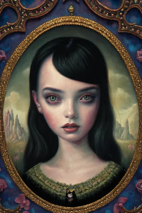 witch portrait, strange fantasy, surrealistic art, artwork, masterpiece, best quality, popsurrealism art, digital painting <lora:Mark_Ryden_ArtStyle_640x960:0.9>