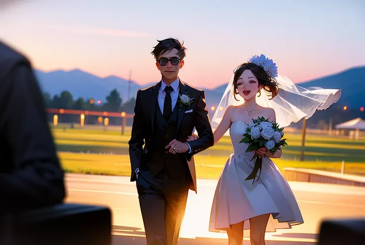 8k raw photo masterpice,bestoutdoor,man and girl wedding style, <lora:wedding:0.5>