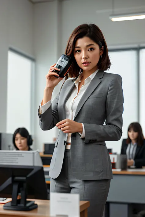 hoto of (Ell3nT4m4k101:0.99), a woman as a sexy secretary, (in a expensive office:1.2), modelshoot style, (extremely detailed CG unity 8k wallpaper), photo of the most beautiful artwork in the world, professional majestic oil painting by Ed Blinkey, Atey Ghailan, Studio Ghibli, by Jeremy Mann, Greg Manchess, Antonio Moro, trending on ArtStation, trending on CGSociety, Intricate, High Detail, (Sharp focus:1.1), dramatic, photorealistic painting art by midjourney and greg rutkowski, (wearing an office suit:1.2), ((looking at viewer)), (detailed pupils:1.3), (revealing outfit:1.2)
