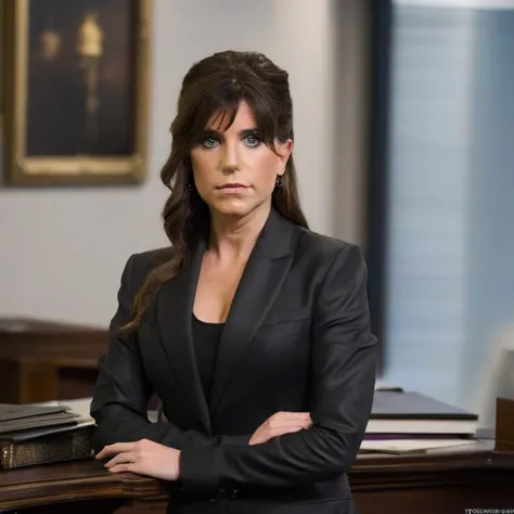a professional photograph of beautiful 24 year old (T4b1th4:1.1) woman,as a trial attorney lawyer,wearing a (dark business suit:1.2) with (teal blouse:1.1),pleading a case during a trial,cross examining a (criminal defendant on witness stand:1.3),with (courtroom in background:1.2),wearing earrings and a gold necklace,(long hair:1.3),lipstick and eyeshadow,action pose,sharp focus,detailed eyes,(highly detailed),(HDR),(8k wallpaper),intricately detailed,high contrast,highres,absurdres,hyper realistic,8K UHD DSLR,Fujifilm XT3,taken with (Canon EOS 1Ds camera),extremely intricate,dramatic,(looking at viewer),4k textures,elegant,(cinematic look),hyperdetailed,PA7_Portrait-MS,<lora:T4b1th4_05A-000002:0.9>,