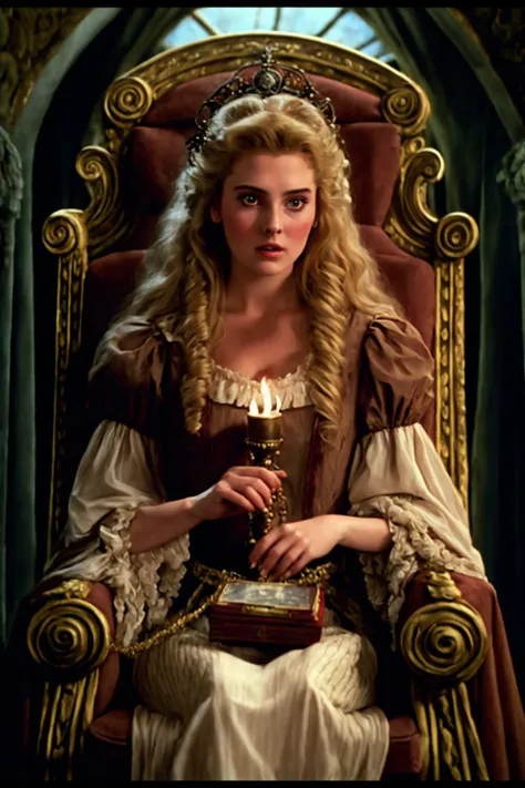 80s movie beautiful royal princess sitting throne long blonde hair gothic castle movie studio detailed eyes
(analog film:1.2) (vhs movie) (photorealistic) (screencap) (cinematic lighting) (sharp focus)  (80sDarkFantasySD15b:1.0) <lora:80sMovieStyleLora_offset:1> (KristenNobodySD15:1.0)