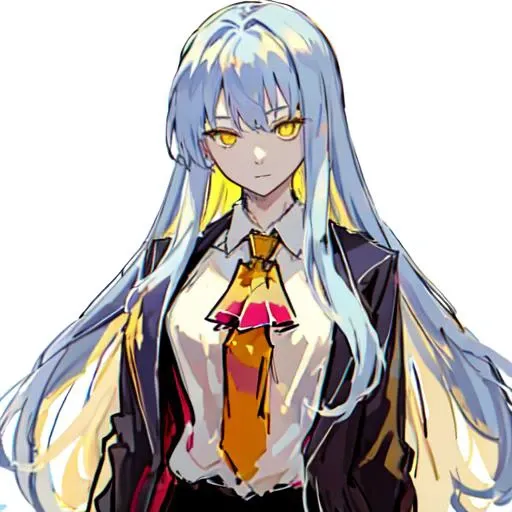 ((sketch)),masterpiece, best quality, sketch,1girl, breasts, closed_mouth, collared_shirt, long_hair, long_sleeves, necktie, red_necktie, shirt, solo, very_long_hair, vest, white_shirt, (((yellow_eyes))),expressionless,light blue hair, <lora:libraryOfRuinaAngela_angela:0.8> <lora:niceLine_v11:0.6>
