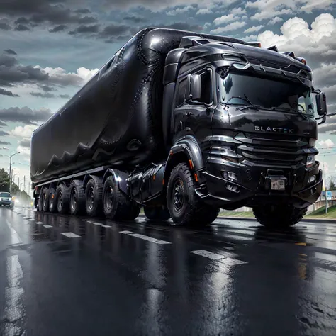 <lora:LatexAIV2:.8> LatexAI_black truck on road