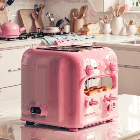 <lora:LatexAIV2:.8> LatexAI_pink toaster in kitchen