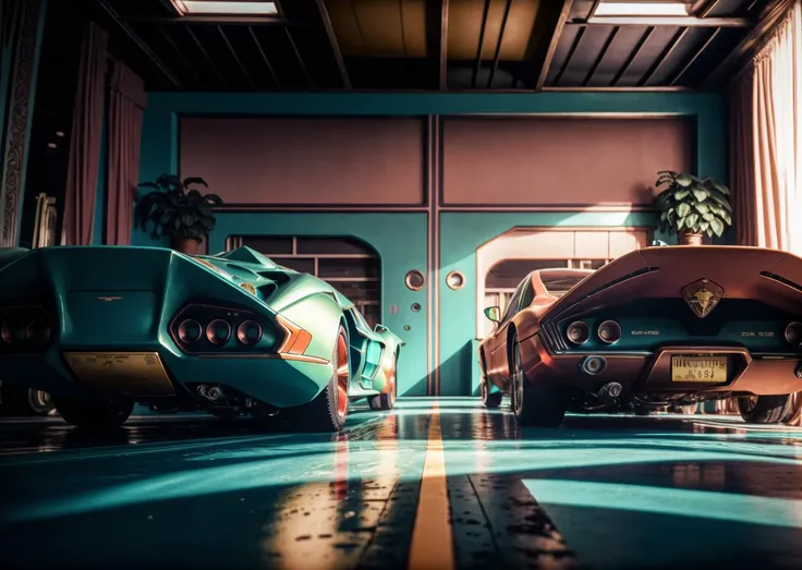 (different angles:1.2), (exhibition of luxury_supercars:1.3), toxic_green and light_purple colors,(The_Wes_Anderson color_style:1.3), (absolutely symmetry of frame building:1.3), over saturated, soft_cinematic light, hyperdetailed, soothing film_scene, restful tone, multi-exposure HDR capture technique, almost_high contrast, bokeh, insane details, intricate details, best atmosphere, like a , low key light and <lora:LowRA:0.6>, {<lora:FilmG2:0.5>}-{<lora:FilmG4:0.5>}, <lora:1970RetroFuturism:0.9>