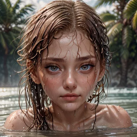 <lora:amber8:0.9> amberia, extreme closeup portrait wet hair, wet skin, looking at viewer