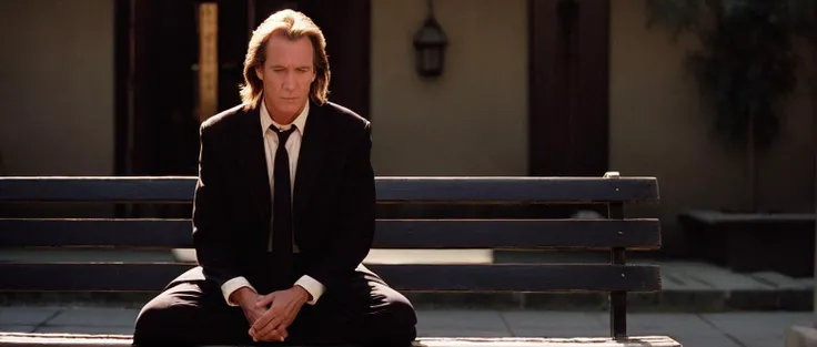 cinematic film still of <lora:Kill Bill style:1>
Cinematic film image of David Carradine a man sitting on a bench outside of a building,solo,shirt,long sleeves,1boy,holding,sitting,jacket,closed eyes,male focus,shoes,day,pants,black footwear,black jacket,black pants,formal,suit,instrument,music,bench,playing instrument,holding instrument,black suit,flute , Kodak film grain, dramatic light, dramatic shadow light, contrast, saturated color, cinematic, filmic, motion picture, realistic, realism, perfection, perfect, deep focus, clean image, Kill Bill style, Kill Bill Film Style, shallow depth of field, vignette, highly detailed, high budget, bokeh, cinemascope, moody, epic, gorgeous, film grain, grainy