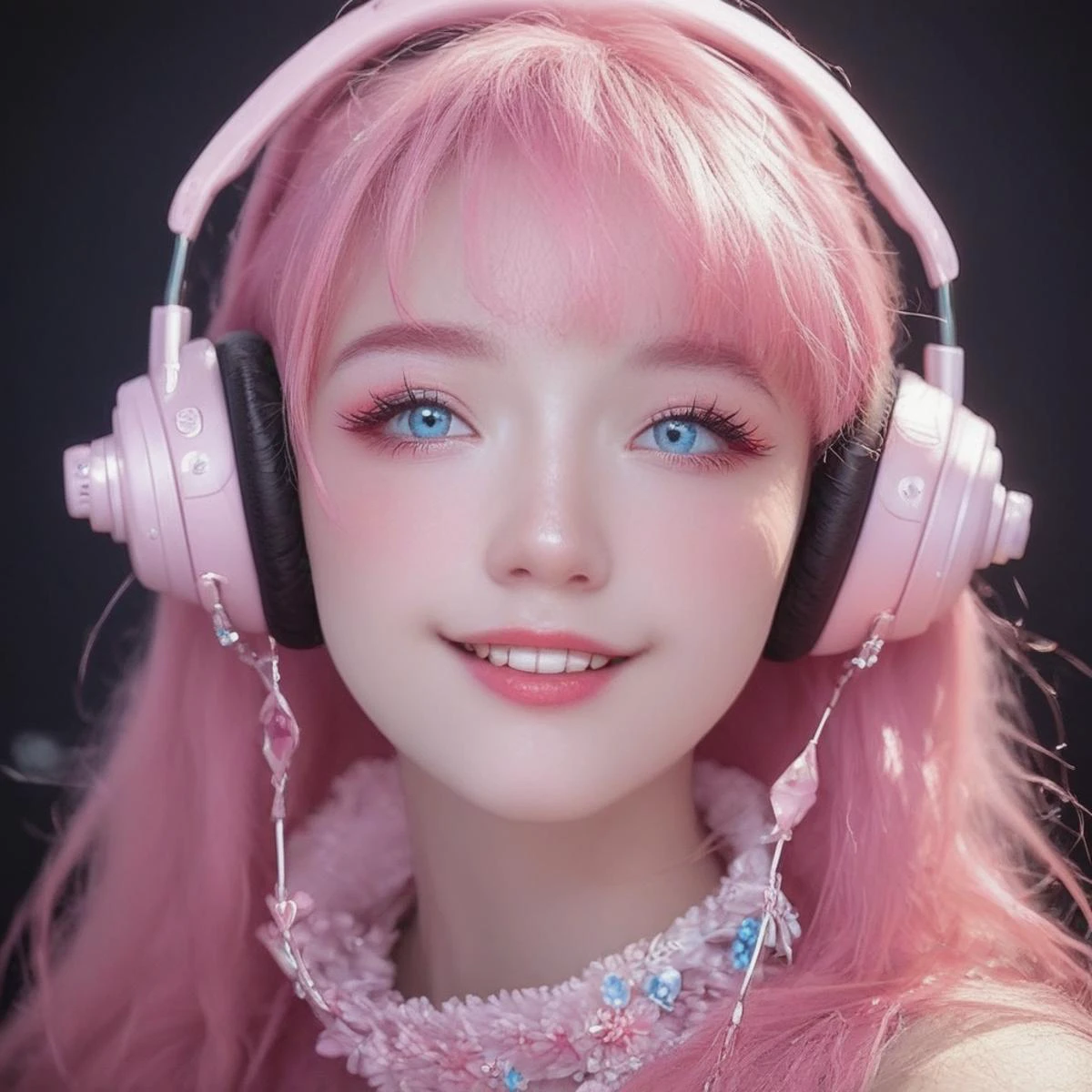 score_9_up, score_8_up, score_7_up, (masterpiece), (best quality), (ultra-detailed), (very aesthetic:1.2), intricate details, perfect composition, absurdres, romantic atmosphere,
1girl, solo, <lora:seeu:1>, seeu, cosplay, pink hair, blue eyes,
Light blue, blouse, pink shorts, wearing headphones, sitting in a gamer chair, smile
<lora:43stl1ght1ngXLP2:0.5>, 43stl1ght1ng, <lora:Expressive_H-000001:0.8>, expressiveh, <lora:d3t41l3dXLP:0.5>, d3t41l3d, <lora:add-detail-xl:1>, zPDXLrl, <lora:Perfect_Eyes:1>, Perfect_Eyes, <lora:TeethXL:1>, TeethXL,