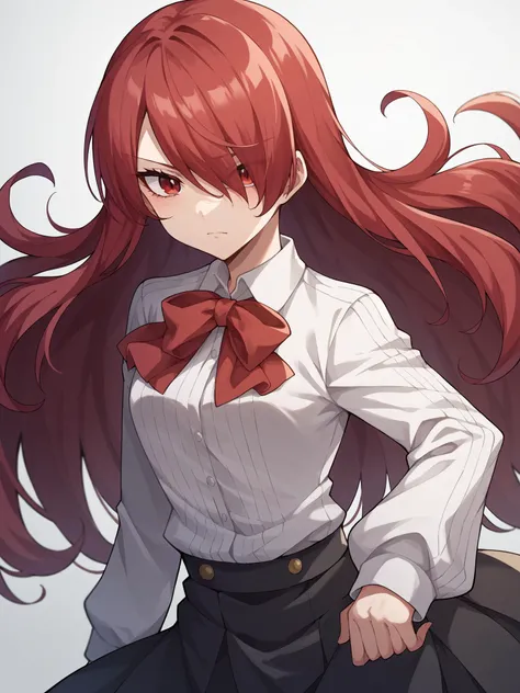 score_9, score_8_up, score_7_up, score_6_up, score_5_up, score_4_up, BREAK, source_cartoon, source_anime,
1girl, solo, <lora:persona3_kirijou_ponyXL:1> kirijodef, red hair, red eyes, hair over one eye, gekkoukan high school uniform, white shirt, long sleeves, red bow, black skirt