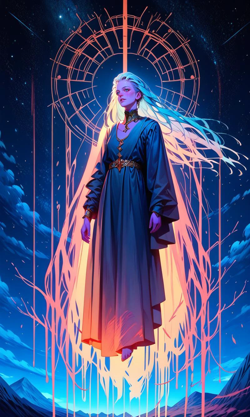 score_9, score_8_up, score_7_up, artistic, vivid, 1girl in a Surreal alien landscape with bioluminescent plants, floating mountains, and exotic creatures under a starry sky, masterpiece, absurdres, <lora:GRIM_v1:1>
