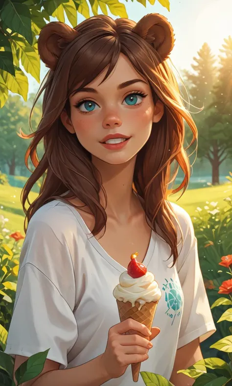 score_9,score_8_up,score_7_up,score_6_up, 1girl with bear ears eating ice cream, at the fair, outdoors,  sunlight, hot day, beautiful background, masterpiece, absurdres, <lora:ArielPonyXL_character:0.7> ArielWaifu,  <lora:Fant5yP0ny:0.4> , <lora:OtherStyle_03:0.7>,  <lora:1dkXLP:0.4> 1dk,