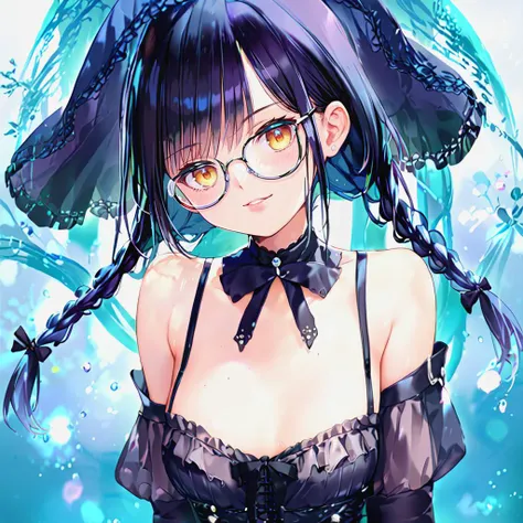 score_9, score_8_up, score_7_up, source_anime, rating_questionable, uncensored, gothic <lora:EmbroideryLingerie:0.8>, twin braids, glasses, gradient hair, carmine hair, frills, <lora:mignoniXLP6lokrV53P1:1>
