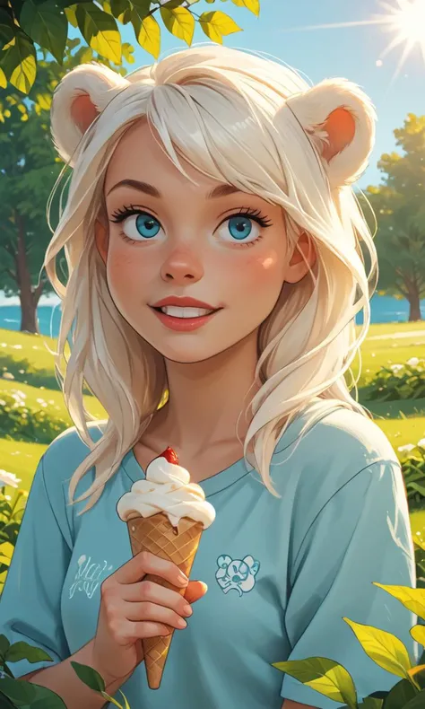 score_9,score_8_up,score_7_up,score_6_up, polar bear eating ice cream, outdoors, sunlight, masterpiece, absurdres, <lora:ArielPonyXL_character:0.7> ArielWaifu, <lora:Fant5yP0ny:0.4> , <lora:OtherStyle_03:0.7>, <lora:1dkXLP:0.4> 1dk,