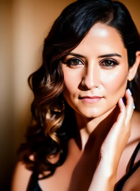 masterpiece, DSLR photo, analog style, nikon d5, real photo, a photo of a 35yo woman <lora:ayuso:1>, brown eyes, dramatic lighting (85mm), (detailed facial features), (detailed shiny eyes)