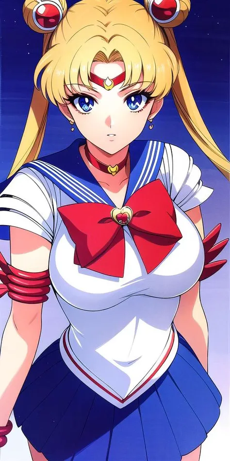 <lora:SMUsagiTsukinoV3:.7>, SMUsagiTsukino, large_breasts, standing, solo, masterpiece, best quality, detailed face, detailed eyes, highres, masterpiece, best quality, detailed face, detailed eyes, highres, SMStandardOutfit