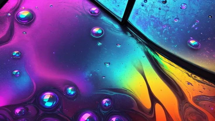 <lora:PsychedelicFluids:0.5>  vibrant reflection, highlights, 4k, laser prism spectrum gradient, pearlescence,  raindrops on a window