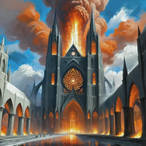 digital painting, epic fantasy cathedral in Volcanic Hellscapes <lora:EnvyNormanArchitectureXL01:0.3><lora:EnvyAnimeOilXL01:1><lora:EnvyBetterHiresFixXL01:0:hr=1>